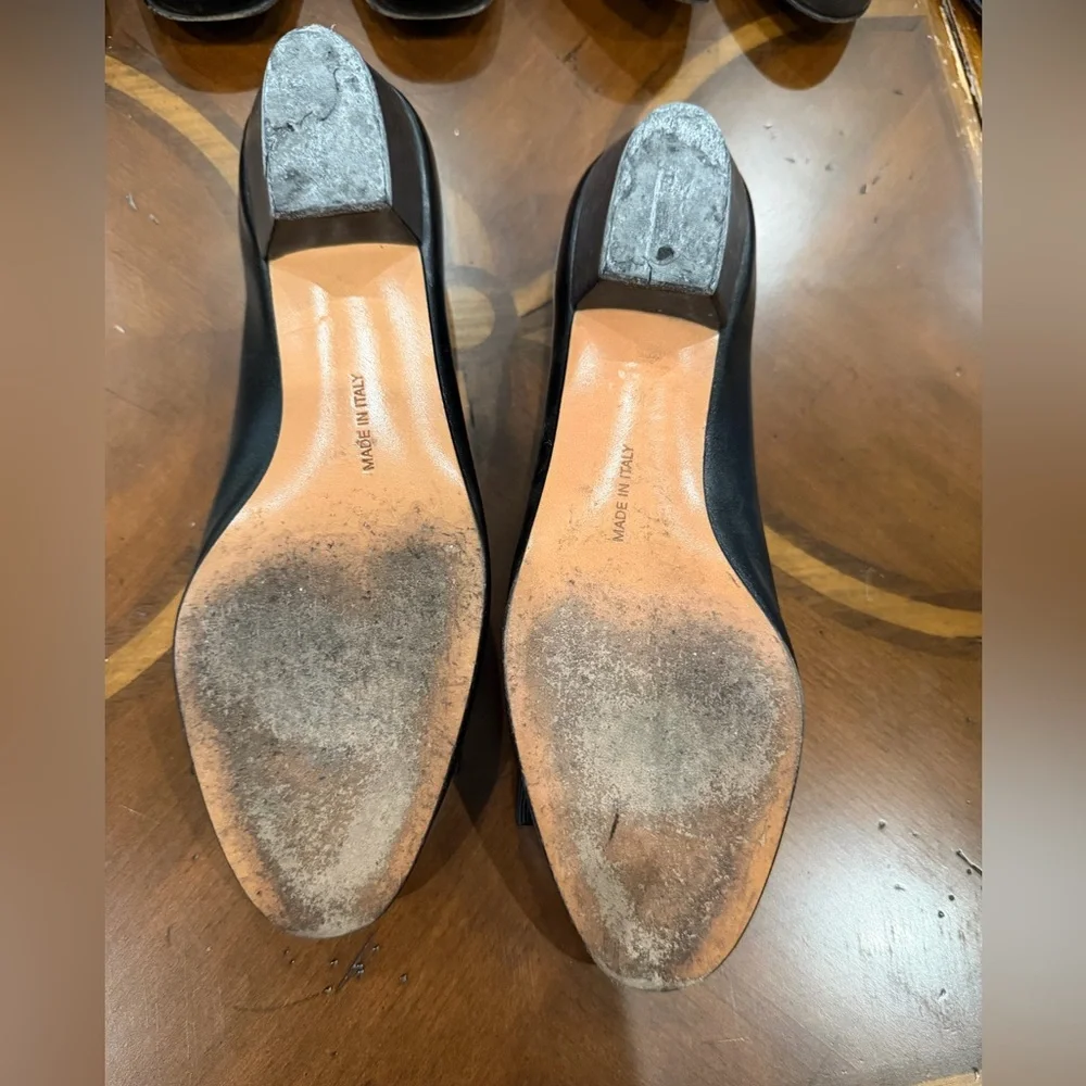 Salvatore Ferragamo Black Flats with Gold‎ Buckle